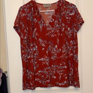 Kasper brownish Red Floral Blouse